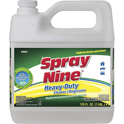 Spray Nine 26801-4PK Heavy Duty Cleaner, Degreaser & Disinfectant for Home, Yard Equipment, Automotive & More - Refill for Spray Bottle 1 Gallon (Pack of 4) - size: 128 Fl Oz (Pack of 4), style: New Packaging