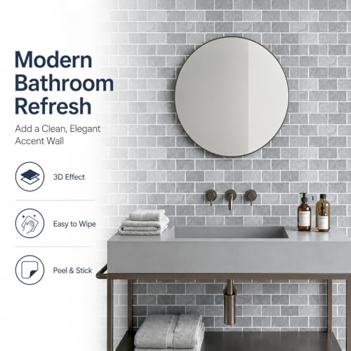 Peel and Stick Backsplash for Kitchen, Grey - color: Gray