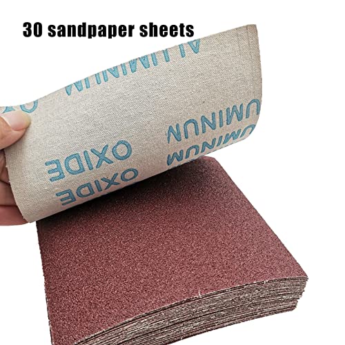 1/4 Sheet Sandpaper 4.5 x 5.5 Inch, Wet Dry Sand Paper, 30Pcs Sanding Sheets for Palm Sanders Hand Sanding Blocks on Woodworking, Metal, Primers, Automotive Paint, Detail Polishing (80 Grit) - style: 80Grit-30pcs