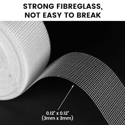TAPEBEAR Drywall Tape Fiberglass Mesh Tape 2" x 250Feet Self-Adhesive 3Roll - size: 2" × 250Ft × 3Rolls