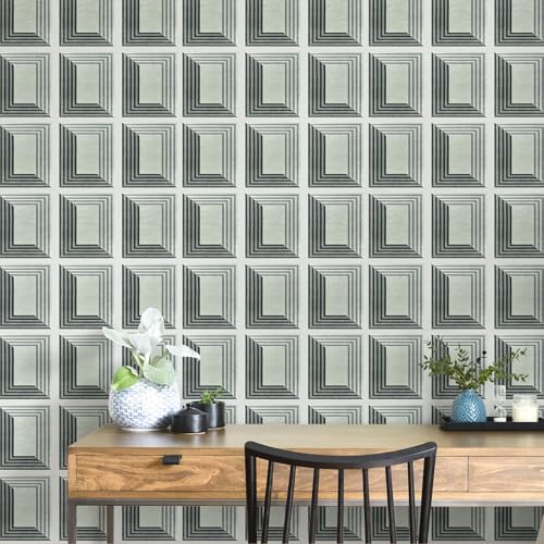 17"x118" Peel and Stick Wallpaper for Renter Friendly - 3D Grid - color: 3D Grid, size: 17"x118"
