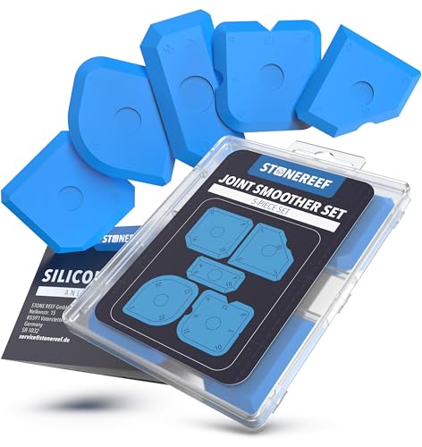 STONE REEF Silicone Caulking Tool Set – 5-in-1 Sealant Finishing Tool Kit | Caulk Remover, Grout Scraper & Applicator for Bathroom, Kitchen, Window, Sink, Tile & Joint | Professional Silicone Tools