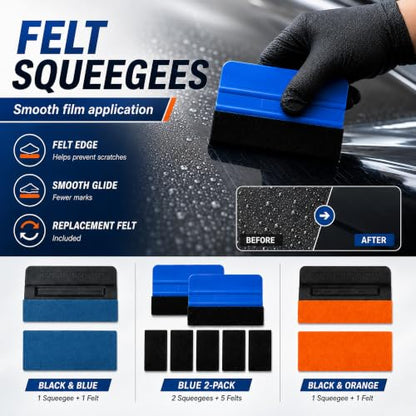 60 Pcs Vinyl Wrap Tool Kit for Car Wrapping, Window Tint Kit with Felt Squeegees, 6 Magnetic Holders, Film Cutter, Utility Knife, Scrapers & Storage Bag for Auto Vinyl, PPF, Decals