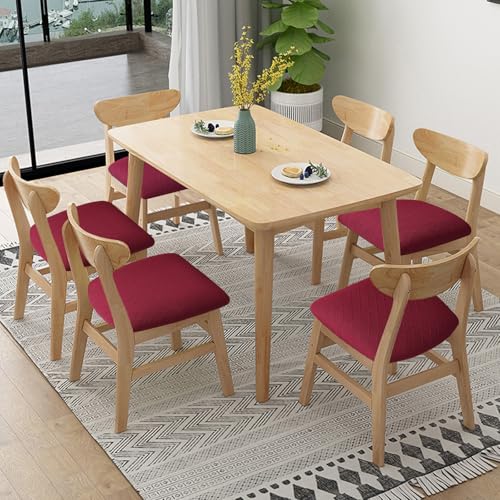 Fuloon Dining Chair Seat Covers Stretch Slipcovers, 6 Pack, Burgundy - color: Burgundy, size: Not Waterproof