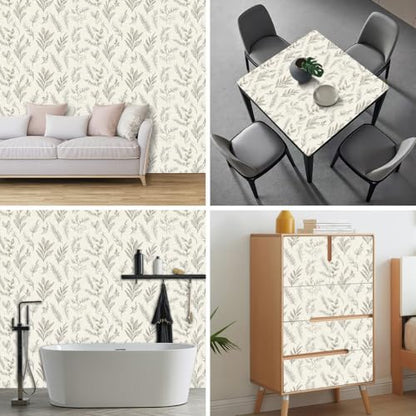 HOMETITUTE Neutral Line Art Peel Stick Wallpaper 118.1x17.7 Inch Vinyl - color: Botanical Line Art