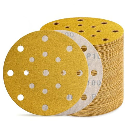 80Pcs 6 Inch Sanding Discs 100 Grit, Hook and Loop Orbital Sandpaper - style: 100Grit-80Pcs