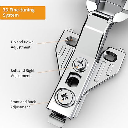Chibery 50 Pack Half Overlay 3D Soft Close Concealed Hinge for Face Frame Door ＆ Frameless Door, Clip-on Plate, Self Closing Hidden Satin Nickel, 105° Open Angle Concealed Stainless Steel Hinges - size: Half Overlay