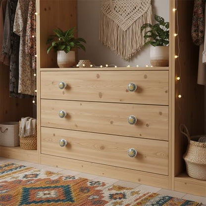 HUAMULAN Ceramic Knobs Boho Cabinet Pulls Drawer Door Handles 15 Pack - color: Dark Grey Floral