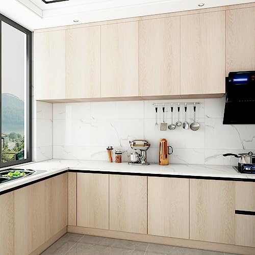 32x78inch Wide Brown Wood Contact Paper Peel and Stick Countertop Oak Walnut Textured Wallpaper Light Wood Grain Vinyl Wrap Air Guide Slot Design Matte Thickened Self-Adhesive Waterproof Wall Sticker - color: Light Brown, size: 32" x 78"