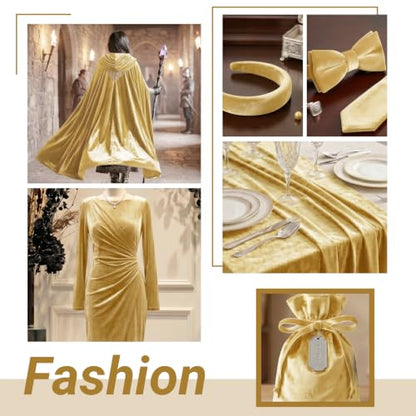 Stretch Velvet Fabric by the Yard Deep Gold 60 Inch Wide 1 Yard - color: Deep Gold, size: 1 Yard
