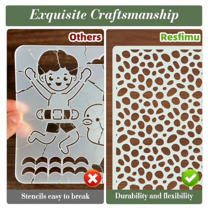 Geometric Texture Stencils for Crafts Reusable 12Pcs Stencils(8.5X4.7 Inch) - color: Texture 30