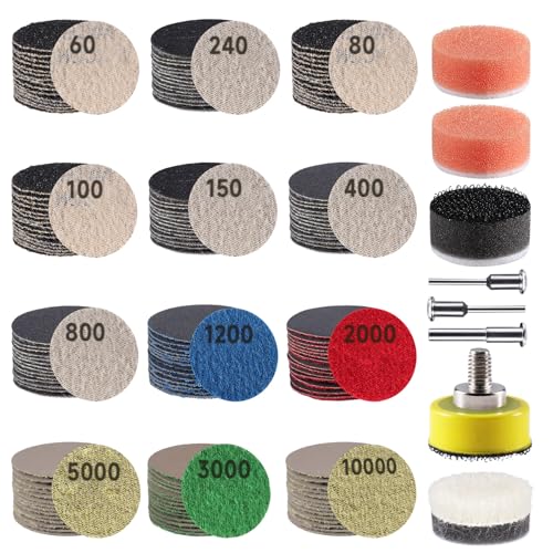 188 PCS 1 Inch Wet Dry Sanding Discs 60-10000 Grit Hook and Loop Sandpaper - color: 1 Inch Sanding Discs with Polishing Pads