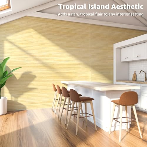 Art3d 48 x 96 in Pole Wrap Natural Bamboo Wall Panel, 2-Pack, Raw - color: Raw, size: 2-48 inches x 96 inches