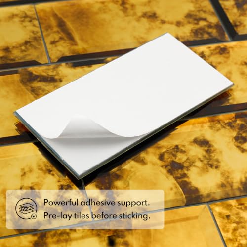 Lovdeco Peel & Stick Gold Antique Mirror Tile 3x6 Inch Beveled (40 Pcs) - color: Gold Light Antique, size: 3x6 Inch