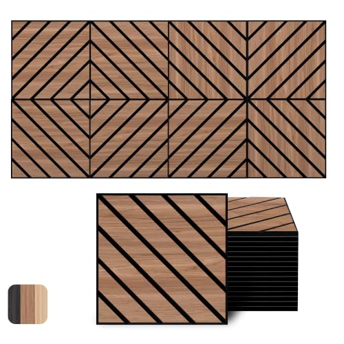 WoveN SounD Acoustic Wall Panels, Teak, 16 Pack, 12x12 in - color: Twill Pattern, Teak, 16 Pack