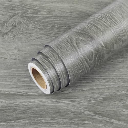 Livelynine Gray Wood Grain Contact Paper Peel Stick Wood Wallpaper Cabinets - color: Gray Oak, size: 15.8" x 78.8"