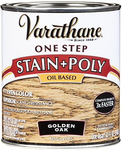 Varathane One Step Stain & Poly Semi-Gloss Golden Oak Wood Finish - color: Golden Oak, size: Quart (Pack of 1)