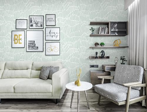 Guvana Green Wallpaper Peel and Stick Modern Contact Paper - color: Green and White, size: 17.3" x 197"