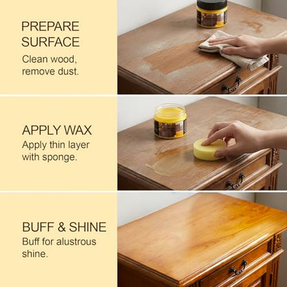CARGEN Beeswax Furniture Polish - Beeswax Wood Polish, 5 Pcs - style: 5 Pack-With 3 Sponges