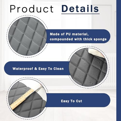 SmoothNovelty 2.1 Yards Diamond Quilted Vinyl Headliner Material 55 in Wide Faux Leather with Foam Backed 2" x 3" Diamonds Pattern Fabric for Car Furniture Upholstery(Dark Gray, White Thread) - color: Gray, size: 2.1 Yards