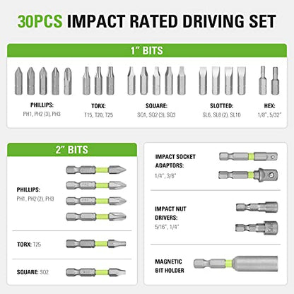 Greenworks 30 Piece Impact Rated Driving Set - size: Tool Only(30-Piece Accessories)