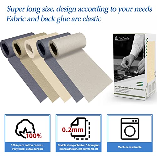 KING MOUNTAIN Canvas Iron on Patch,3"×60",Waterproof 100% Cotton Fabric Repair Patch,Used for Various Sofa,Tent,Clothes,Seats,Suitcases ( Beige 3.0) - color: Beige 3.0 Canvas, size: 3"x60"