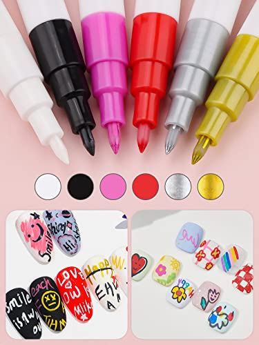 Kalolary Nail Art Pens Set 6 Color 3D Nail Art Makers - color: 6 Color