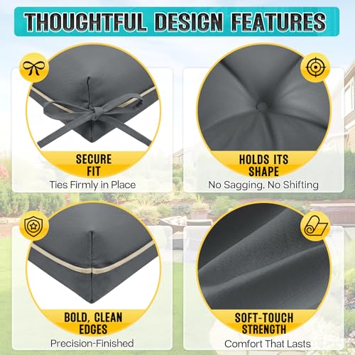 Patio Chair Cushions High Back 44"x22"x4" Thick (Black) - color: Black