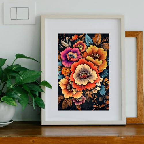 Peacoblue Boho Colorful Flowers Rub On Transfers for Furniture Craft 6"x12" - style: Bohemian Colorful Flowers