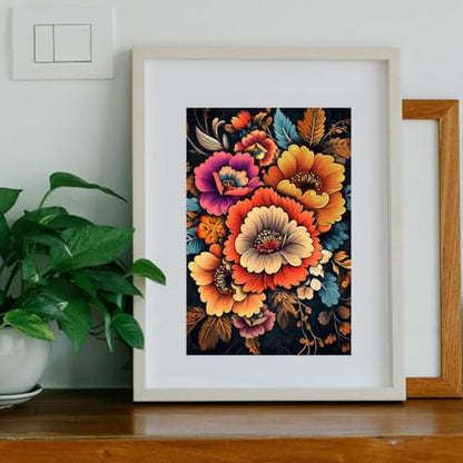 Peacoblue Boho Colorful Flowers Rub On Transfers for Furniture Craft 6"x12" - style: Bohemian Colorful Flowers