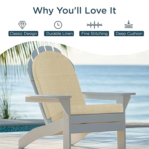 Codi Large Rocking Chair Cushion for Adirondack Chairs, Beige, 1 Pack - color: Beige, size: 20"x20"/20"x28" - Jumbo 1PK