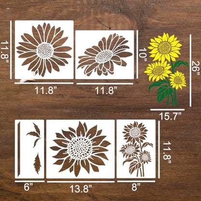 Large Flower Stencils for Painting Sunflower Stencils for Crafts Reusable - style: Daisy Sunflower