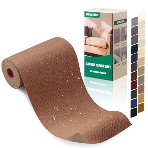 Gheeidau Canvas Repair Tape 4×70 Inch Waterproof Self-Adhesive Fabric Repair Patch for Repairing Boat Covers,Tents,Patio Umbrellas,Car Seats,Luggage,Sofas.(Brown) - color: Brown, size: 4"×70"
