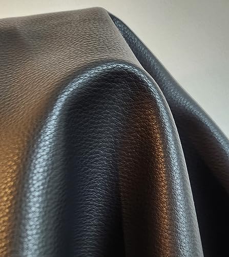 NAT Leathers™ | Black Mini Tumble Grain Faux Leather | Synthetic Pleather 0.9 mm Baby Calf Grain | 1 Yard 54 inch Wide x 36 inch Long | Soft Smooth Upholstery (Black Tumblegrain) - color: Black Pebblegrain