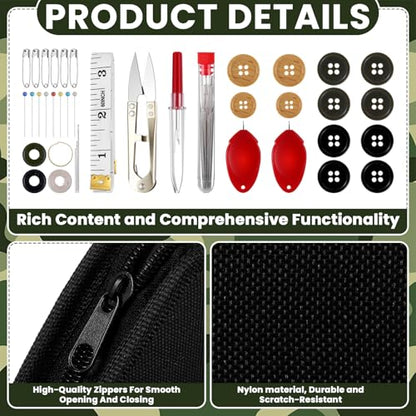Suncalla 1 Pack Military Survival Sewing Kit Travel Emergency,Black - color: Black