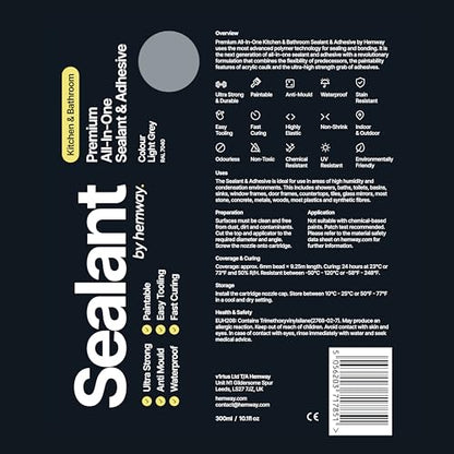 Hemway Kitchen & Bathroom Light Gray Sealant & Adhesive - 300ml 1 Pack - color: Light Gray