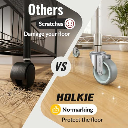 HOLKIE Caster Wheels 3 inch with No Brake Stem Casters, 3/8" -16 x 1-1/4" (Stem Diameter 3/8", Stem Length 1-1/4") Threaded Swivel Casters Set of 12 Heavy Duty Castors Grey - color: Grey-12Pack, size: 3/8" -16 x 1-1/4"