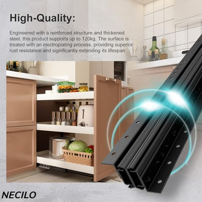 NECILO 36 Inch Undermount Heavy Duty Slides, 260 lb Full Ext Ball Bearing - size: 36 Inch, style: Heavy Duty Undermount