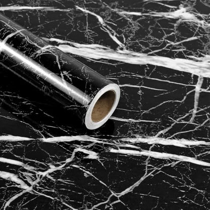 Black Glossy Marble Contact Paper 15.7"X78.7" Peel and Stick Wallpaper - color: Black, size: 15.7" x 78.7"