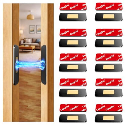 10 Pack Black Magnetic Door Catch, Ultra Thin Cabinet Door Magnets, Adhesive Drawer Magnets to Stay Closed, Stainless Steel Cabinet Latch Easy to Install with Double Sided Tape - size: 10 Sets - Black