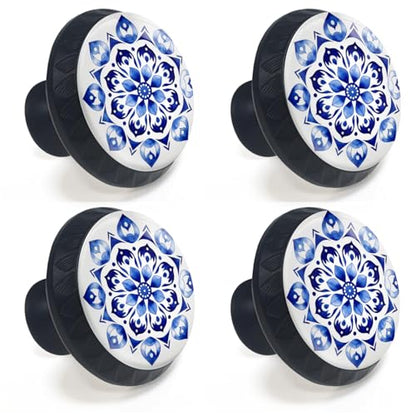 4 Pack Mandala Flower Cabinet Knobs for Kitchen Bathroom - size: 4PCS - 1.37"L x 1.1"W
