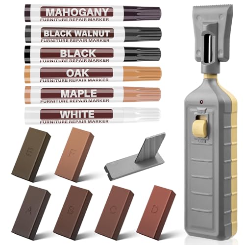 Laminate Floor Repair Kit with Heat Pen,Linoleum Repair Hard Wax 12 Color Wood Vinyl Floor Furniture Repair Kit Touch Up Marker Cover Scratches, Stains, Cracks, Holes for Door, Cabinet, Table - color: 9 Colors