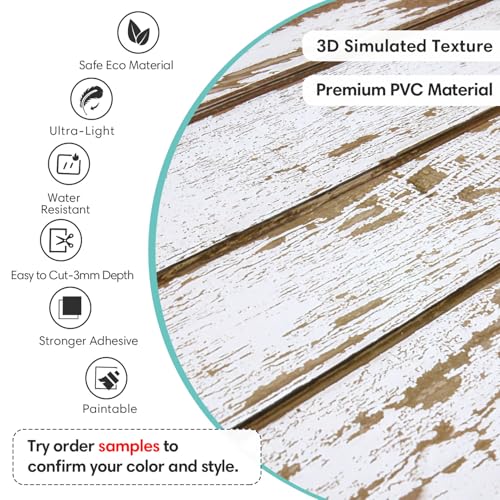 Commomy Faux Wood 3D Peel and Stick Wall Stickers,Thin Urltra PVC - 12 pcs - color: ‎‎Large Wood-A