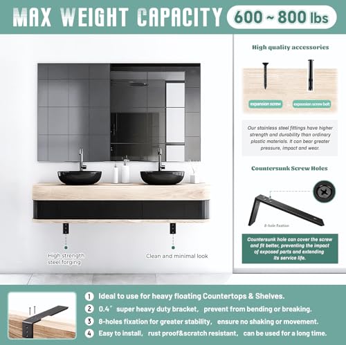 Countertop Support Brackets 2 Pack L Bracket Countertop Brackets 14" x 6" x 2.5" Heavy Duty 3/8" Thick Shelf Brackets Metal Corbels L Shape Bracket for Wood Shelf/Quartz/Granite/Concret Countertops - size: 14 Inch, style: Black-2 Pack