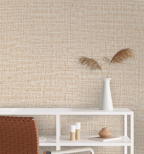 Guvana Grasscloth Peel and Stick Wallpaper Beige Textured Contact Paper Modern Removable Self Adhesive Wall Paper Thicken Fabric Faux Linen Wallpaper for Bathroom Living Room Cabinets 78.7inx15.7in - color: Beige, size: 15.7" x 78.7"