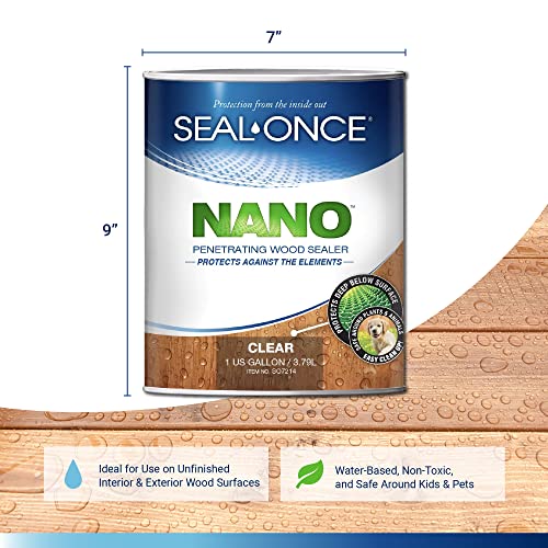 Seal-Once Nano Wood Sealer and Waterproofer, Low-VOC, Clear, 1 Gallon - size: 1 Gallon
