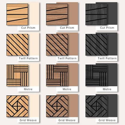 WoveN SounD Acoustic Wall Panels, Black Oak, 16 Pack, 12x12 in - color: Metre, Black Oak, 16 Pack