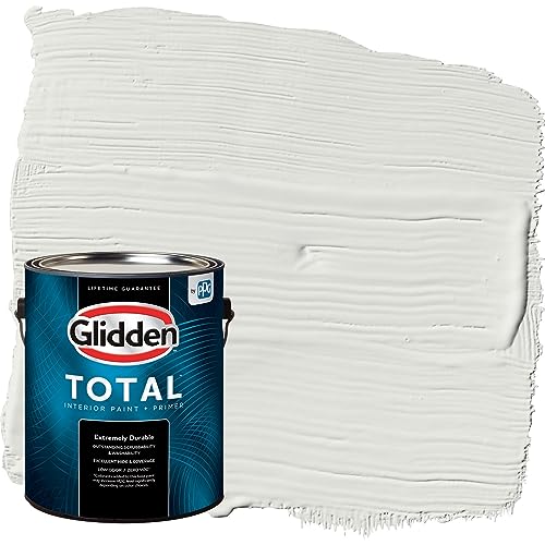 Glidden Total Interior Wall Paint & Primer All-in-One, Tundra Frost/Gray, Eggshell, 1 Gallon - color: Tundra Frost, size: 128 Fl Oz (Pack of 1)