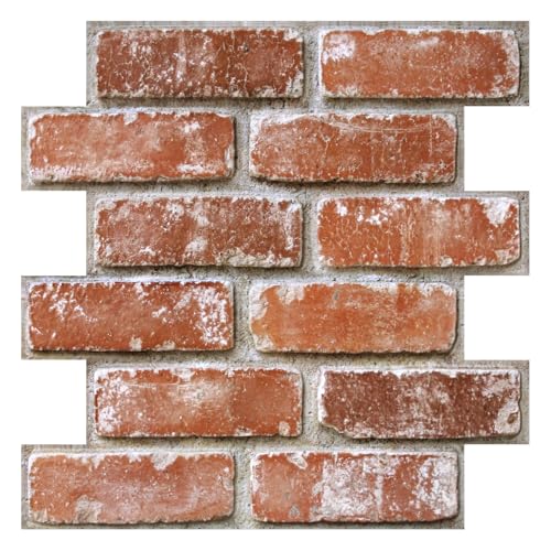 COMSTICKC 3D Faux Brick Wall Panels Peel and Stick - color: Orange Red