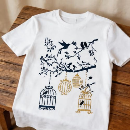 TIAMECH A4 Reusable Vintage Bird Cage Stencil for Painting - style: Bird Cage Tree Branch